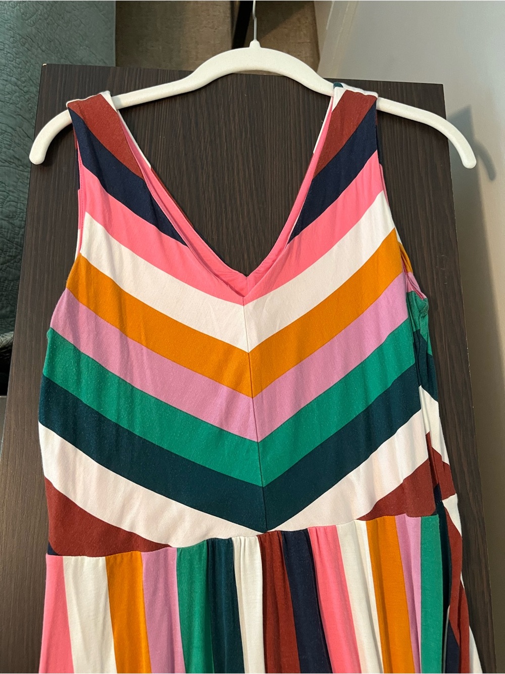 Boden Multi-Color Striped Maxi V-Neck Sleeveless Dress | Size 6 - Picture 3 of 6